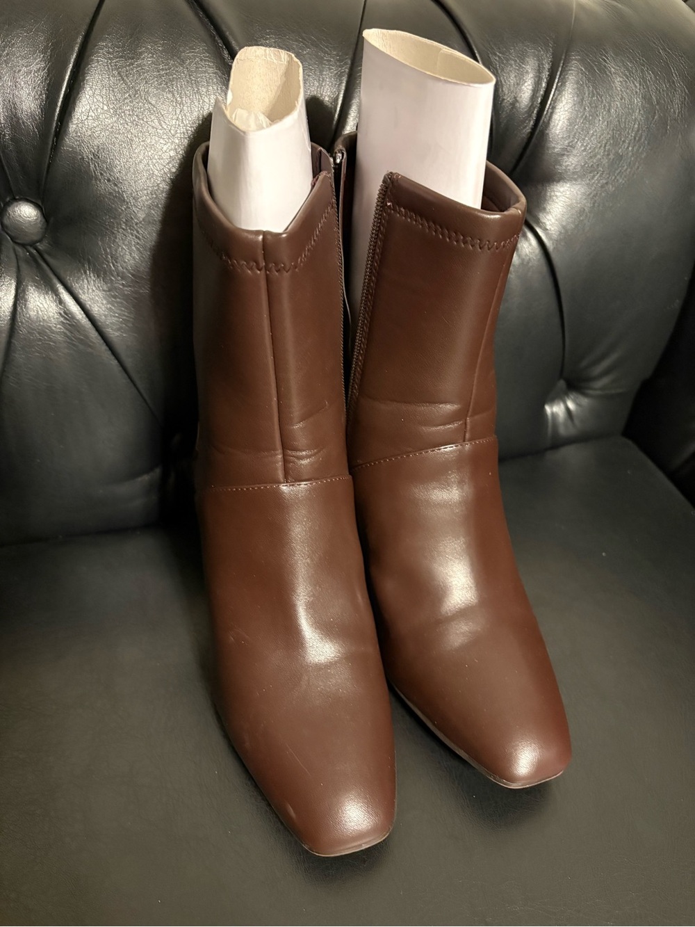 Franco Sarto Brown Leather Ankle Booties